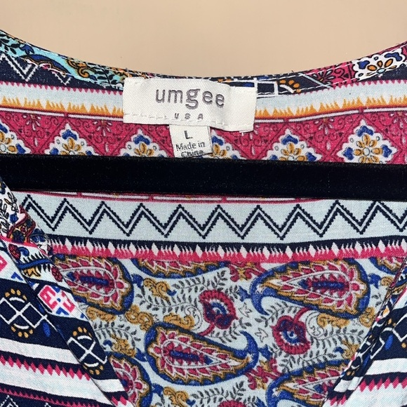 Umgee USA mini dress / tunic lavender floral boho style size large - Picture 4 of 6